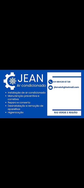 Logo Jean Ricardo Instalador de Ar condicionado Instalação e Manutenção Rio Verde Goiás e Região