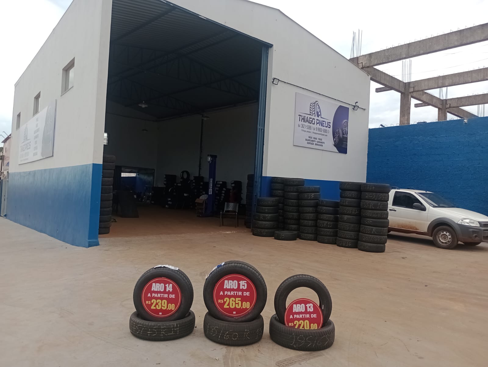 Logotipo da Thiago Pneus auto center e borracharia em Rio Verde - GO