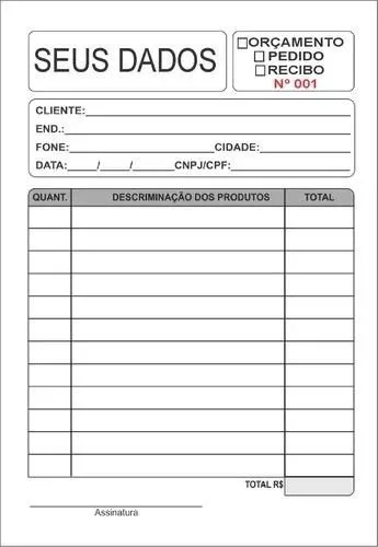 2 Blocos de Recibos, comandas, etc. 14x20cm com 100 folhas cada