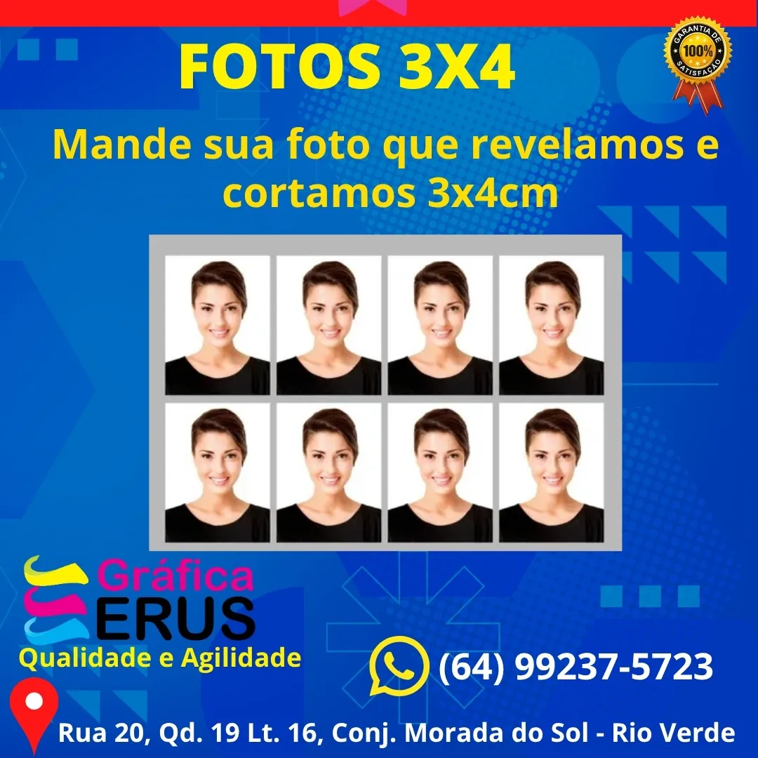 Impressão de fotos 3x4cm